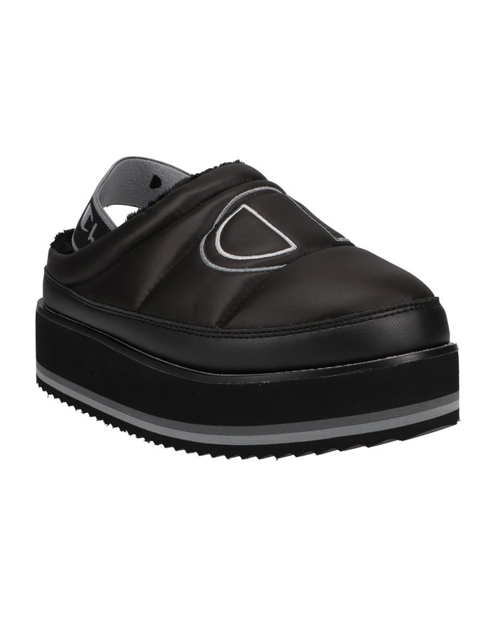 Champion Womens Slippers NZ - Platform Sling Back Black ( 7402-MLOZI )